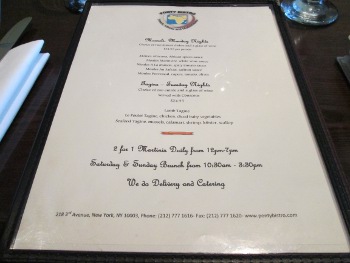 Ponty Bistro Menu